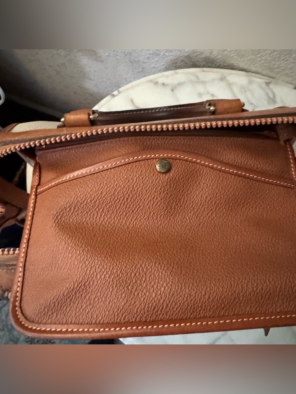 Dooney&Burke 80’s Gladstone All weather Cream& British Tan Leather Trim Lock&Key - Picture 11 of 15